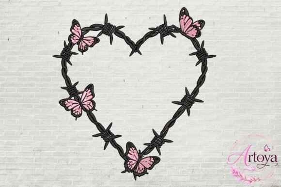 Barbed Wire Heart Embroidery Design