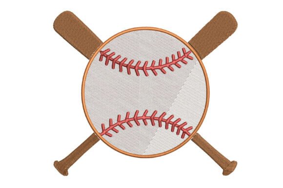 Baseball with Crossed Bats Embroidery