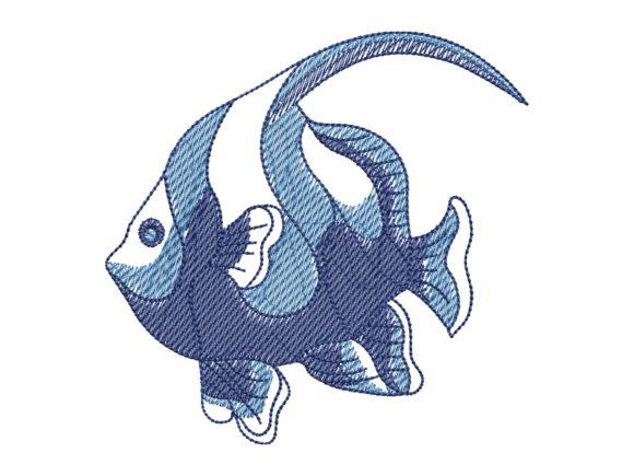 Blue Angelfish Embroidery: A Seasonal Splash for Holiday Makers
