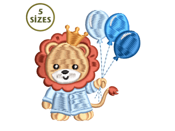 Crowned Lion Balloon Embroidery Design