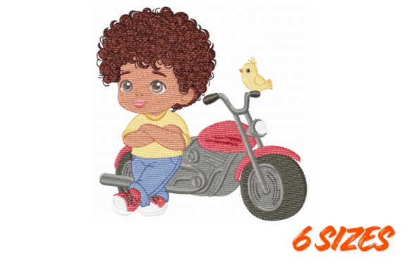 Cute Biker Boy Embroidery Design Art