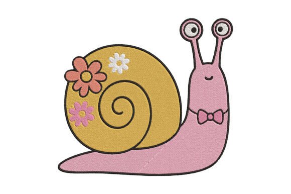 Cute Floral Snail Embroidery Design