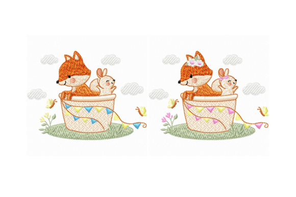 Cute Fox Bunny Basket Embroidery Set