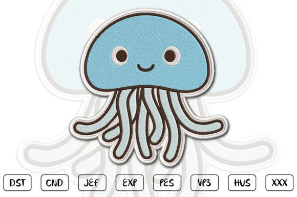 Cute Jellyfish Embroidery Design