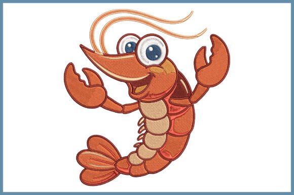 Cute Shrimp Embroidery Design