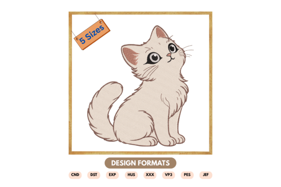 Cute Sitting Cat Embroidery Design