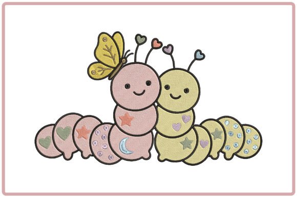 Funny Caterpillars Embroidery Design