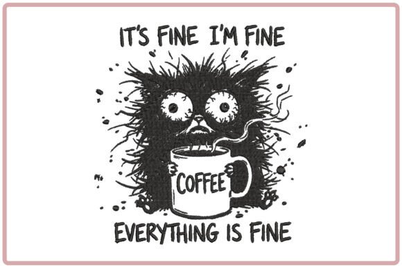 Funny Coffee Cat Embroidery Design