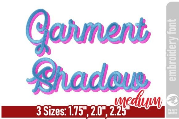 Garment Shadow Embroidery Font - M