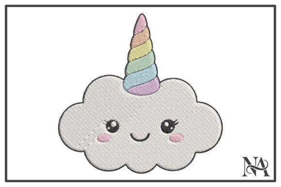 Kawaii Unicorn Cloud Embroidery Design