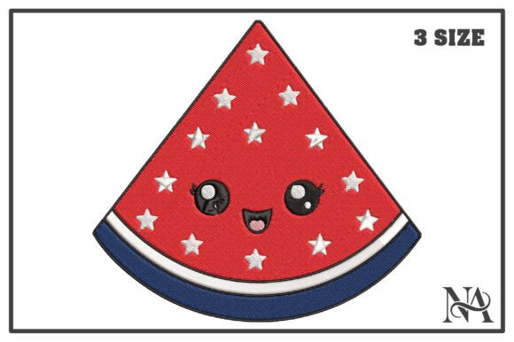 Kawaii USA Flag Watermelon Embroidery