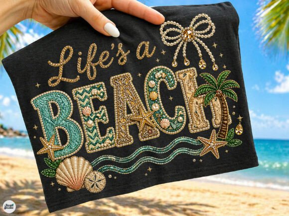 Lifes a Beach Luxury Embroidery PNG File