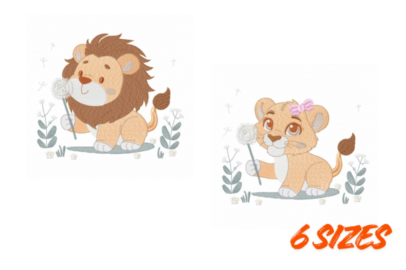 Lion Couple Embroidery Design