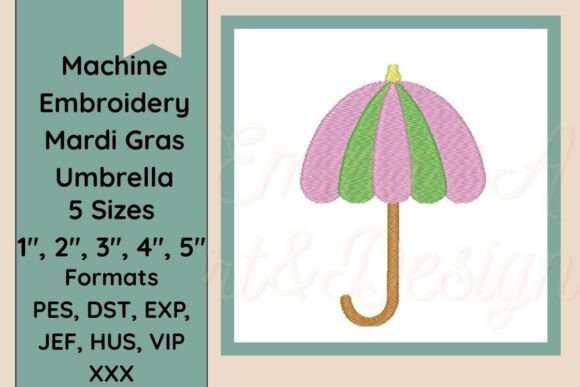 Mardi Gras Umbrella Machine Embroidery