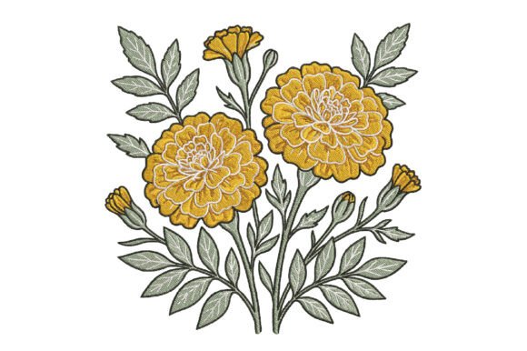 Marigold Flowers Embroidery Design