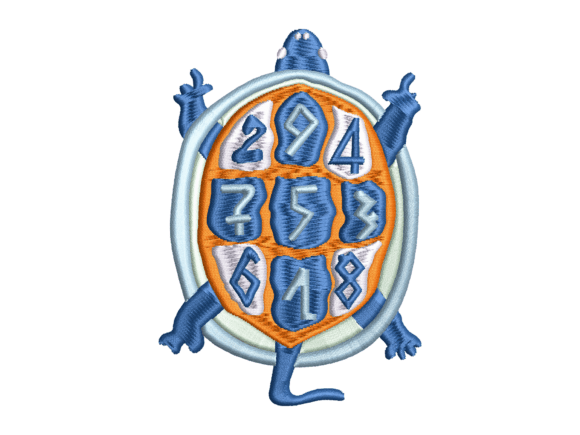 Number Turtle Embroidery Design