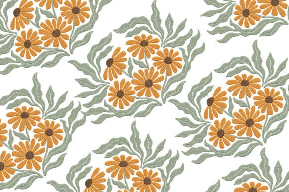 Orange Daisies Embroidery Design