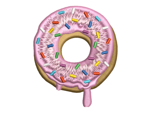 Pink Donut Dessert Embroidery