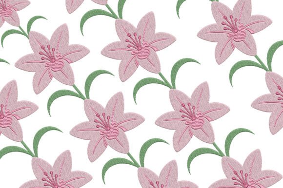 Pink Lily Flower Embroidery Design