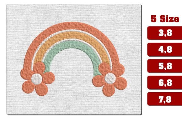 Retro Rainbow Flower Embroidery Design