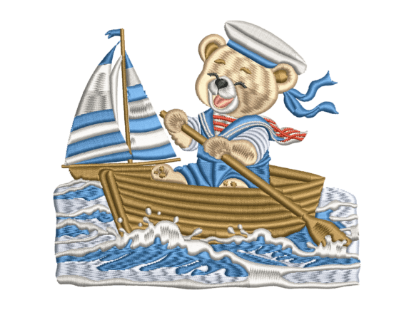 Sailor Bear Boat Embroidery