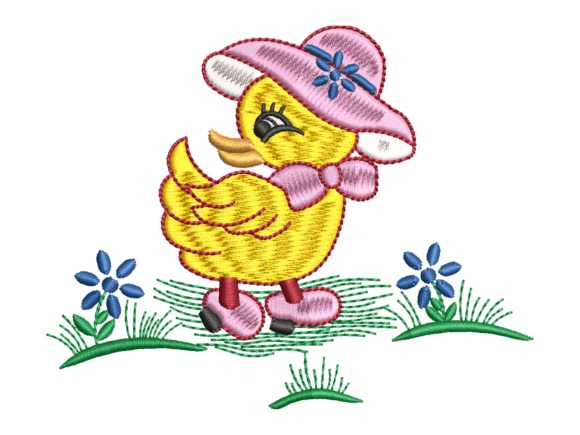 Spring Hat Chick Embroidery