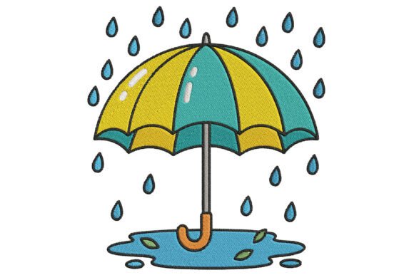 Spring Umbrella Embroidery Design