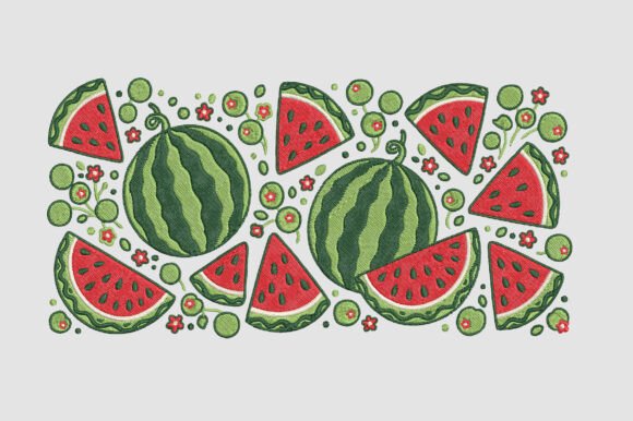 Summer Watermelon Embroidery Design